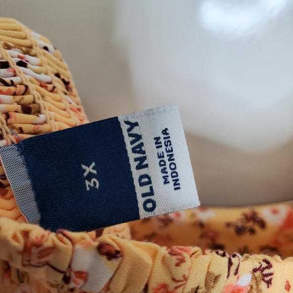 NWT OLD NAVY Yellow Fit and Flare Puff-Sleeve Prairie Floral Print Dress Plus 3x - Picture 7 of 8